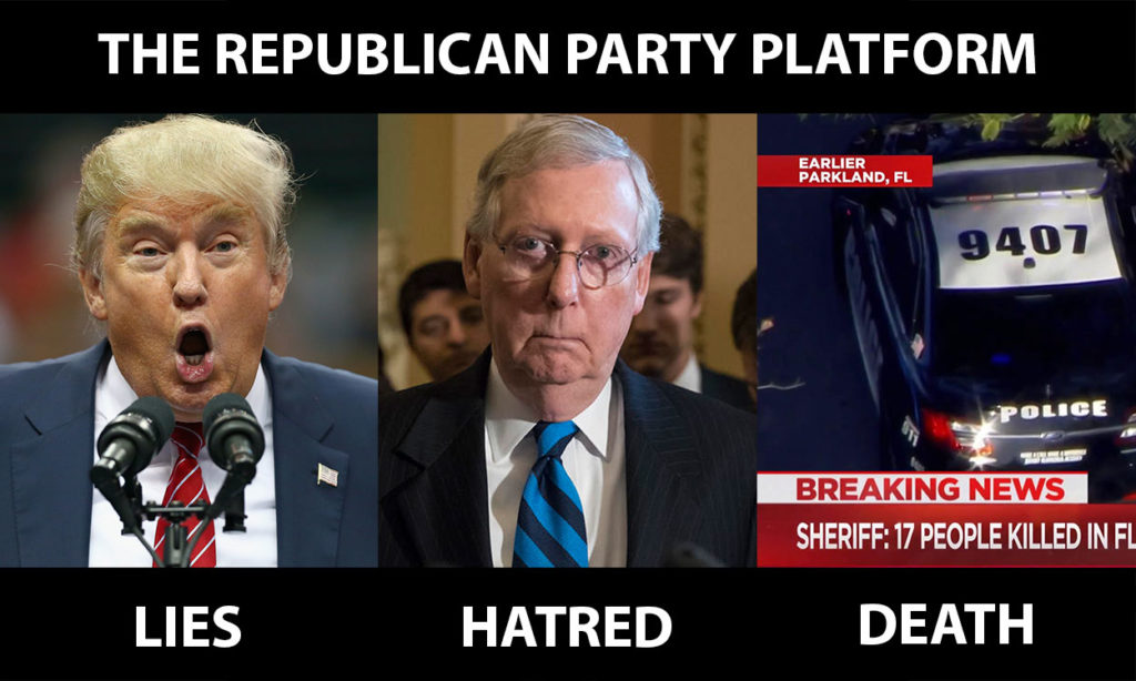 Republican party platform: lies, hatred, and death